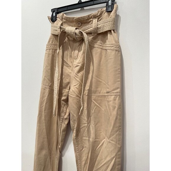 Topshop Casual Utility Trousers Tie Belt Paperbag Waist Pants w/Patch Pockets - Picture 3 of 12